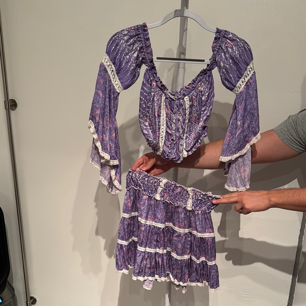 SUNDAY ST BARTH Purple Silk two-piece Set
